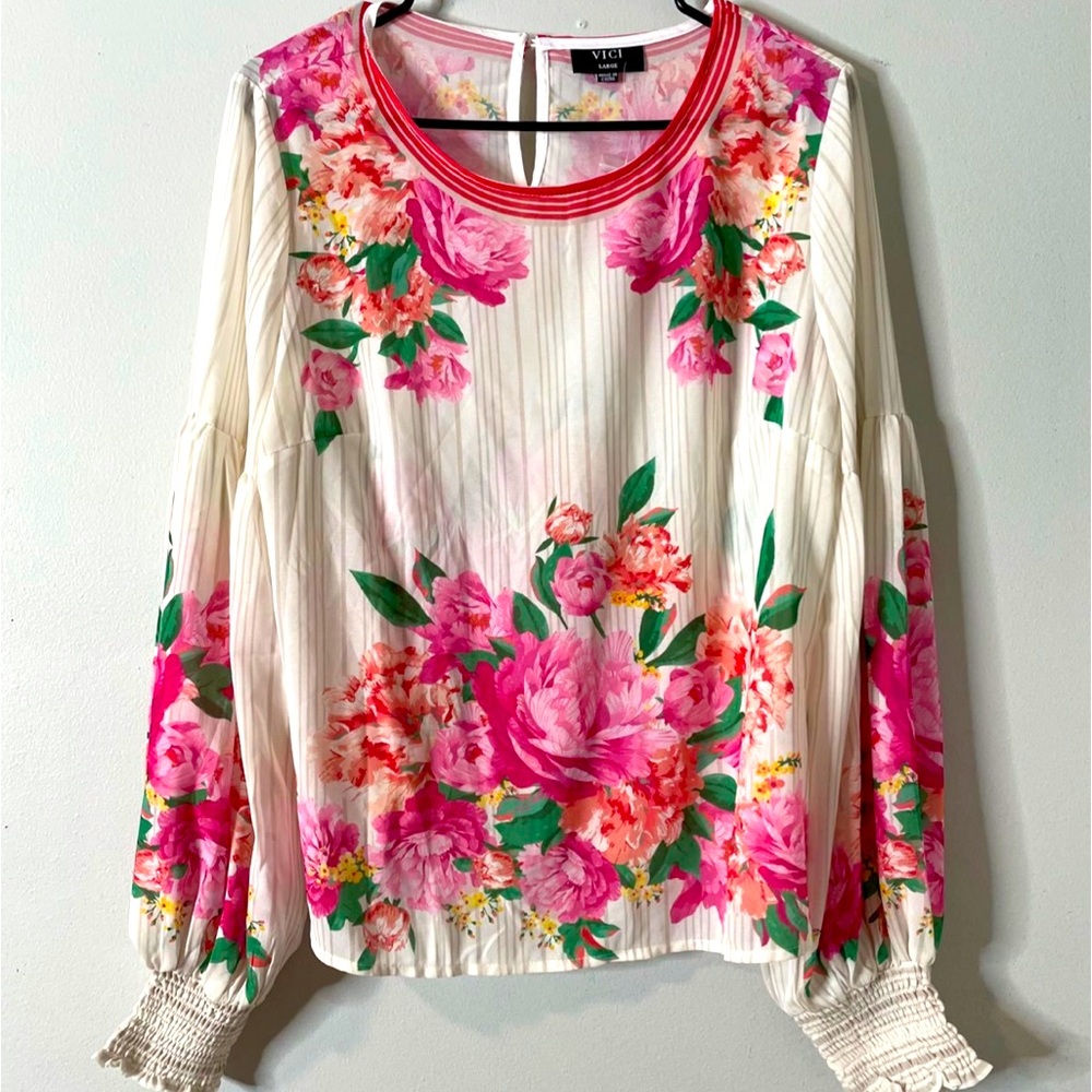 VICI Dolls floral long sleeve blouse nwt